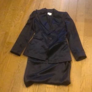 Armani Collezioni Navy Silk Satin Suit